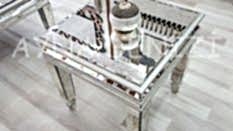 Boncuklu Model Aynalı Yan Sehpa