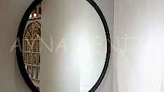 Circle Wood Black Model Siyah Renk Yuvarlak Dairesel Dekoratif Ayna