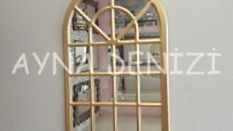 Paviya Model Altın Renk Dekoratif Pencere Ayna