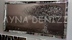 Luna Model Mozaik Aynalı Kahverengi Ayna Çerçeveli Ağaç Tablo