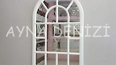Latina Model Beyaz Renk Dekoratif Pencere Ayna