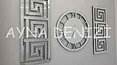 Premium Future Silver Model Üçlü Set Aynalı Saatli Niş Takımı