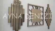 Perfect Time Bronze Model Üçlü Set Aynalı Saatli Niş Takımı