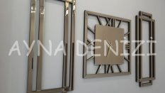 Stylish Time Bronze Model Üçlü Set Aynalı Saatli Niş Takımı