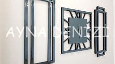 Stylish Time Smoked Model Üçlü Set Aynalı Saatli Niş Takımı