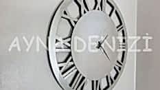 Future Roma Silver Model Gümüş Renk Dekoratif Aynalı Duvar Saati