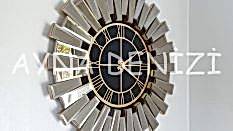 Güneş Twins Gold Black Model Altın Siyah Renk Aynalı Duvar Saati