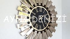 Güneş Twins Golden Jet Black Model Altın Siyah Renk Aynalı Duvar Saati