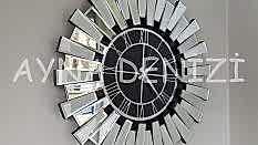 Güneş Twins Silver Black Model Gümüş Siyah Renk Aynalı Duvar Saati