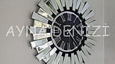 Güneş Twins Silver Jet Black Model Gümüş Siyah Renk Aynalı Duvar Saati