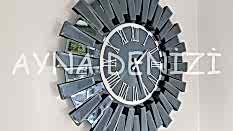 Güneş Twins Smoked Jet Model Gümüş Füme Renk Aynalı Duvar Saati