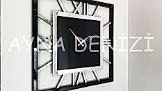 Time Silver Black Model Gümüş Siyah Renk Dekoratif Aynalı Duvar Saati