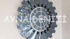 Güneş Twins Silver Smoked Model Gümüş Füme Renk Dekoratif Aynalı Duvar Saati