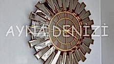 Güneş Twins Gold Bronze Model Altın Bronz Renk Aynalı Duvar Saati