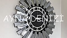 Güneş Twins Smoked Latin Black Model Gümüş Siyah Renk Aynalı Duvar Saati