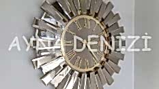 Güneş Twins Golden Jet Bronze Model Altın Bronz Renk Aynalı Duvar Saati