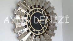 Güneş Twins Golden Latin Black Model Altın Siyah Renk Aynalı Duvar Saati