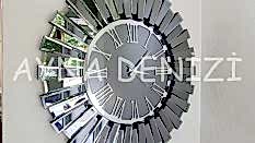 Güneş Smoked Jet Model Gümüş Füme Renk Dekoratif Aynalı Duvar Saati