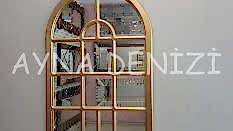 Massa Model Altın Renk Dekoratif Pencere Ayna