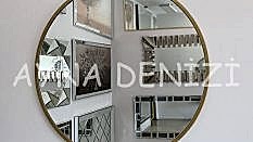 Circle Eighty Gold Model Gold Altın Renk Metal Çerçeveli Yuvarlak Dairesel Dekoratif Ayna